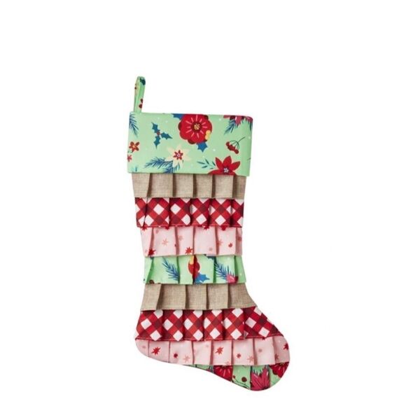 ❤️The Pioneer Woman Retro Holiday Floral Ruffle Christmas Stocking - Picture 2 of 5